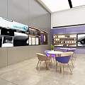 VIAUTO Car Storefront with Purple Facade and Glass Windows Displaying Vehicles in Showroom Interior