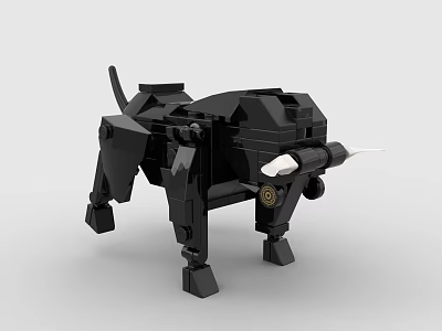 Black Mechanical Beast Building Blocks Model with Sharp Claws and Detachable Tail Design 3d model