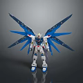 Striking Mecha Robot Character Standing With Blue Wings White Body And Red Accents