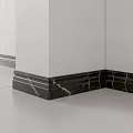 Lines in Modern Interior Corner Baseboard with Elegant Marble Texture and Black White