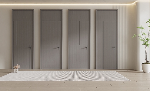 Modern swing door single door bedroom single door 3d model