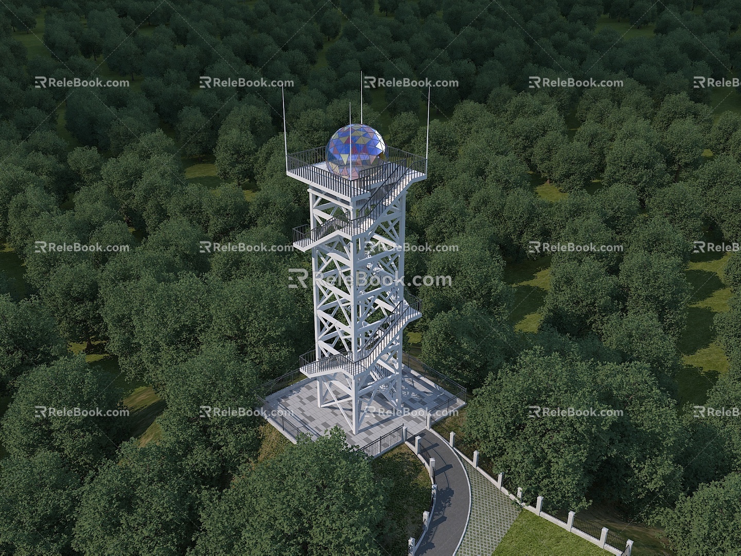 Modern Watchtower Landscape Tower 3d model