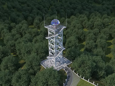 Modern Watchtower Landscape Tower 3d model