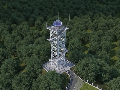 Modern Watchtower Landscape Tower 3d model