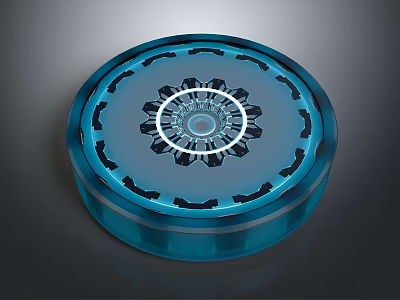 Blue Circular Decorative Plate With Intricate Symmetrical Pattern And Glossy Surface 3d model