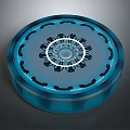 Blue Circular Decorative Plate With Intricate Symmetrical Pattern And Glossy Surface 3d model