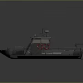 Gray Metal Patrol Boat With Antenna And Equipment On Deck Red Life Ring On Side