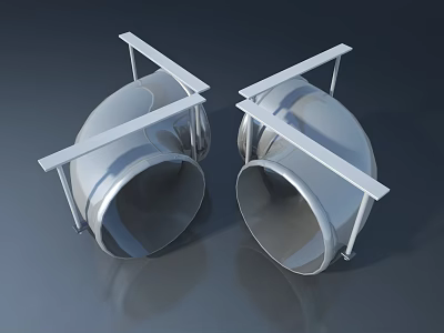 Two Silver Metal Swing Doors With Sturdy Frame Structure For Industrial Use 3d model