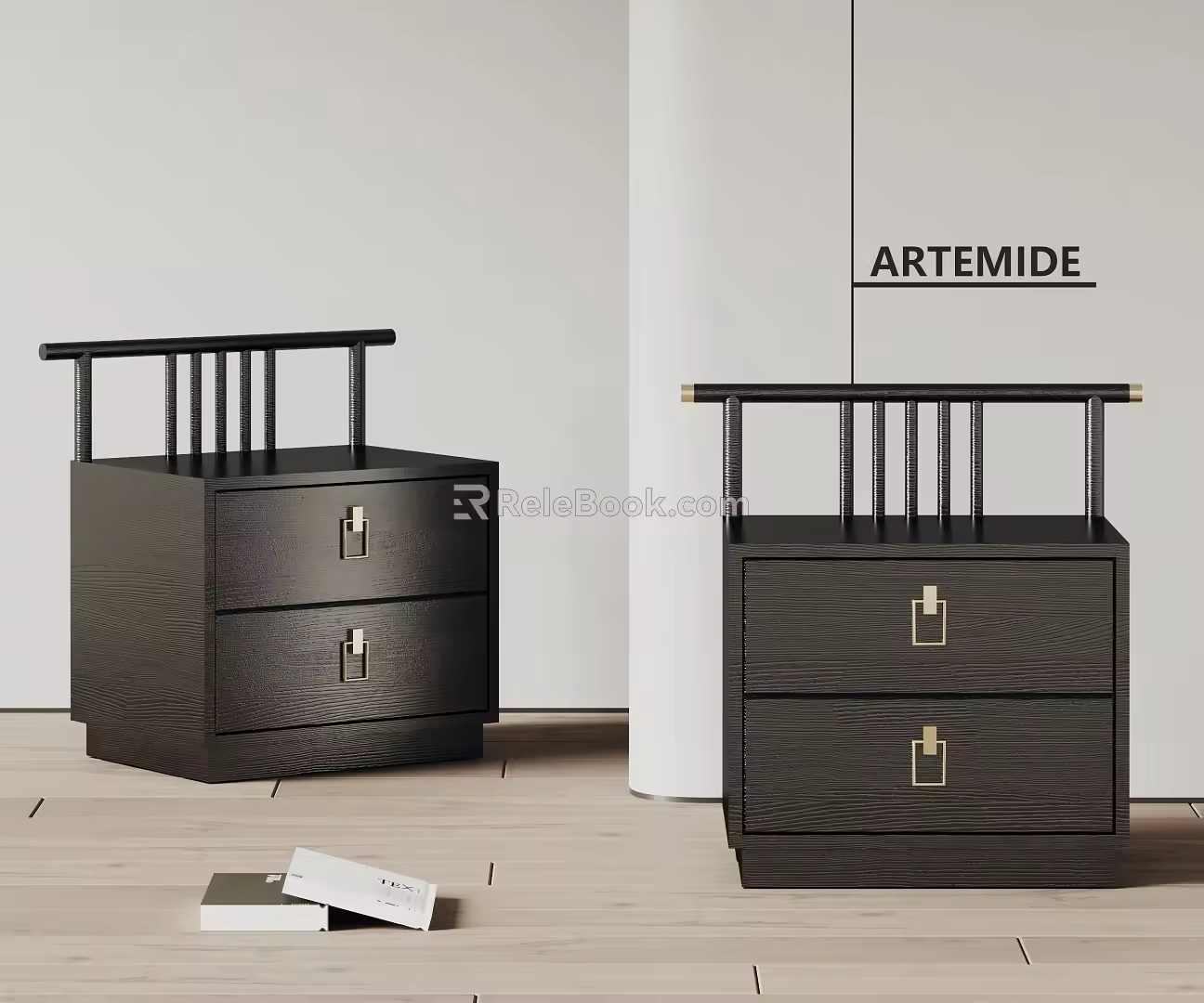 New Chinese Style artemide Side Table Solid Wood Side Table Bedside Table Books 3d model