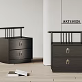 New Chinese Style artemide Side Table Solid Wood Side Table Bedside Table Books 3d model