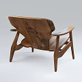 Mid Century Modern Wooden Armchair Featuring Curved Back Slim Legs And Ergonomic Design