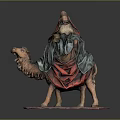 Wise Man On Camel Nativity Scene Figurine With Red Green Cloak And Detailed Sculpture Base
