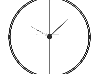 Classic Clock With Circular Dial Black Frame Hour Minute Hands And Cross Shaped Markers 3d model