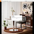 Mid-ancient Style Table and Chair Combination Ornaments Combination Sideboard Plant 3d model