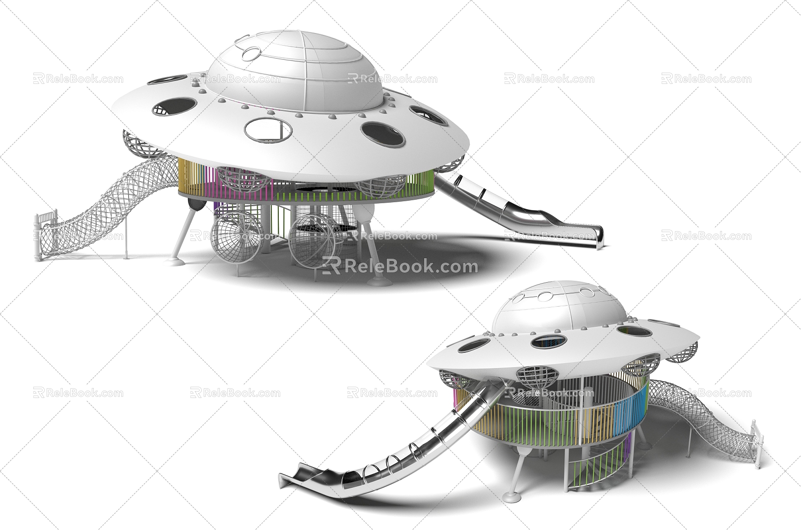 Spaceship UFO Amusement Park Slide Crawl Drill Net Children's Amusement Park Non-standard Amusement Park Customized Amusement Park Creative Features 3d model