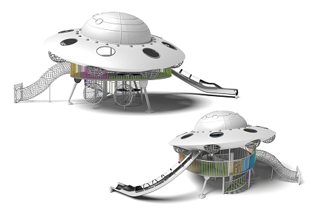 Spaceship UFO Amusement Park Slide Crawl Drill Net Children's Amusement Park Non-standard Amusement Park Customized Amusement Park Creative Features 3d model