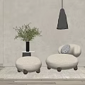 Cozy Light Gray Single Seater Sofa With Plaid Cushion Green Plant And Black Pendant Light