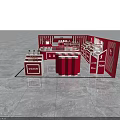COACH Store Display Area With Red Counters And Merchandise On Marble Floor 3d model