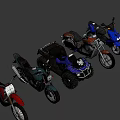 Various Motorcycle Models Including Cruiser ATV And Dirt Bike In Red Blue Black Colors
