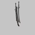 Ancient Warrior Battling Mythical Creature With Ornate Hilt Bloodstained Dual Blades