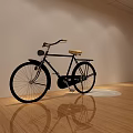 Enterprise Exhibition Hall Interior With Vintage Bicycle Display And Wooden Floor
