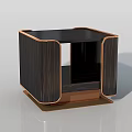 Modern Side Table with Dark Wooden Texture and Copper Metal Frame Design
