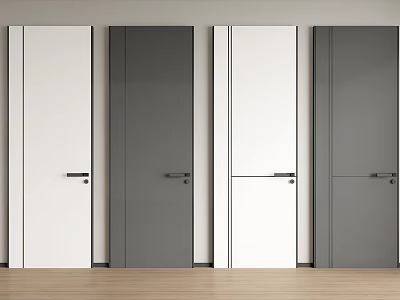 Modern White And Gray Hinged Doors With Sleek Design For Home Interior 3d model