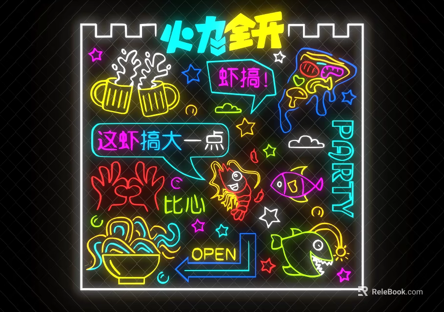 Neon Decorative Lights With Colorful Text And Patterns For Lively Spaces 3d model