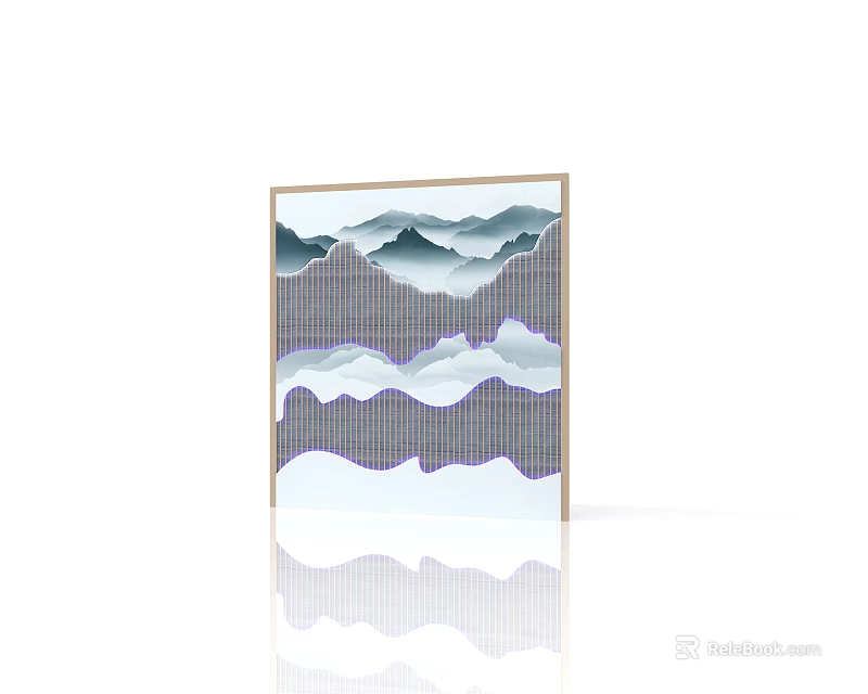 Modern Decorative Partition Featuring Layered Mountain And Wave Patterns For Home Interior 3d model