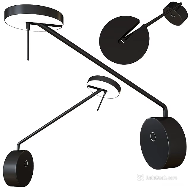 Modern Black Wall Lamp Design With Metal Structure And Round Elements 3d model 