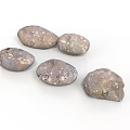 Five Natural Irregular Grayish Brown Stone Pieces With Rough Surface And White Spots