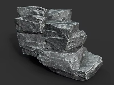 Handcrafted Natural Stone And Wood Structure With Stacked Design For Outdoor Decor 3d model