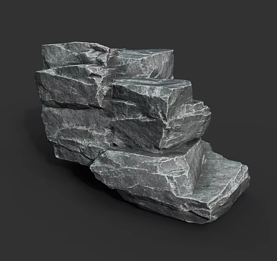 Handcrafted Natural Stone And Wood Structure With Stacked Design For Outdoor Decor 3d model