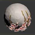 Handcrafted Decorative Egg Ornament With Pink Flowers And Golden Branches