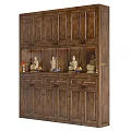 Traditional Carved Wooden Buddhist Shrine Cabinet With Buddha Statues Fruits And Candles