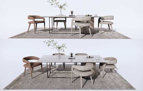 Modern Dining Table and Chair Combination Dining Table and Chair 3d model