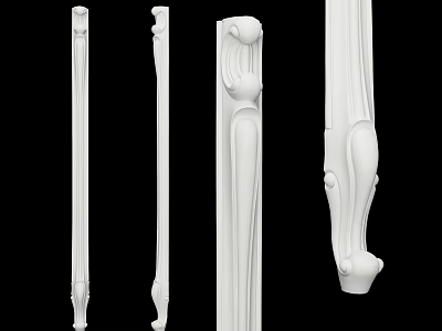White Decorative Columns Featuring Various Carved Details And Architectural Styles 3d model