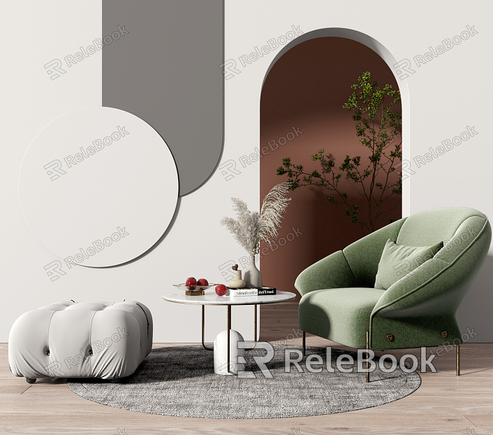 Modern Single Sofa Casual Sofa Coffee Table Combination model