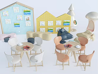 Modern Children's Tables and Chairs Children's Furniture 3d model