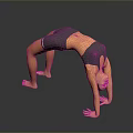 Woman Doing Yoga Bridge Pose In Grey Sportswear With Hands And Feet On Floor