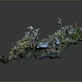 Garden Landscape Design With Rock Waterfall Green Vegetation And Flowing Stream