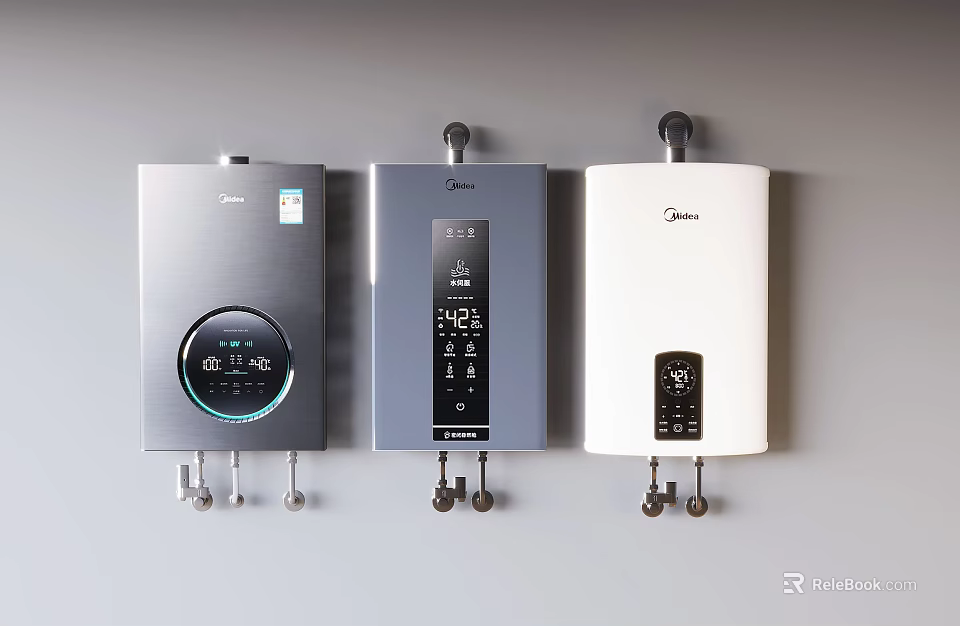 Midea Kitchen Appliances Wall Mounted Different Colors With Digital Displays 3d model 