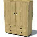 Light Wood Tone Storage Cabinet with Double Doors and Drawers Modern Home Organization Furniture