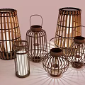 Bamboo Woven Outdoor Lantern Lights With Various Sizes For Decorative Ambient Glow