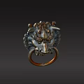 Brass Dragon Head Door Knocker With Coiled Ring And Intricate Traditional Design