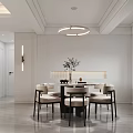 Modern Living Dining Room With White Sofa Coffee Table Chandelier And Decorative Painting