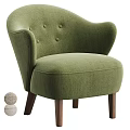 Green Upholstered Single Sofa With Button Tufted Design Curved Arms And Wooden Legs