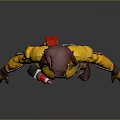 3D Adventurous Character With Purple Hair Yellow Jacket Knee Pads And Utility Belt