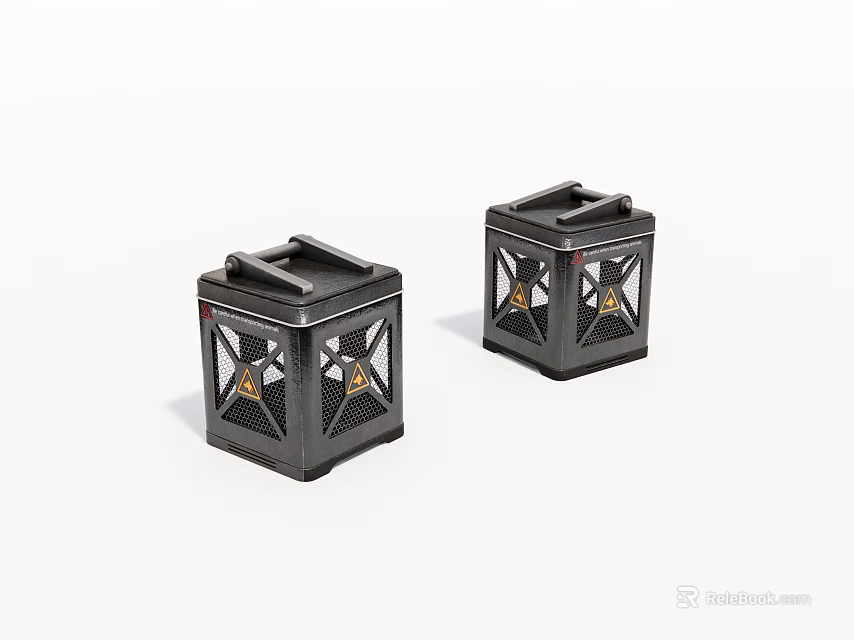 Black Square Decorative Lanterns With Grid Pattern And Gold Accents For Home 3d model