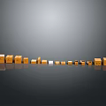 Different Sizes and Colors Storage Boxes Arranged in a Row with Reflective Grey Background
